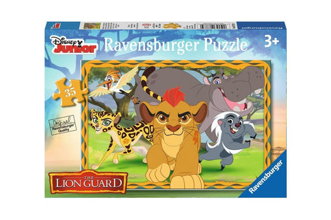 Dėlionė Ravensburger 35 det. su Disney Junior The Lion Guard – spalvinga dėžutė su pagrindiniais veikėjais ir vaikams pritaikytu dizainu