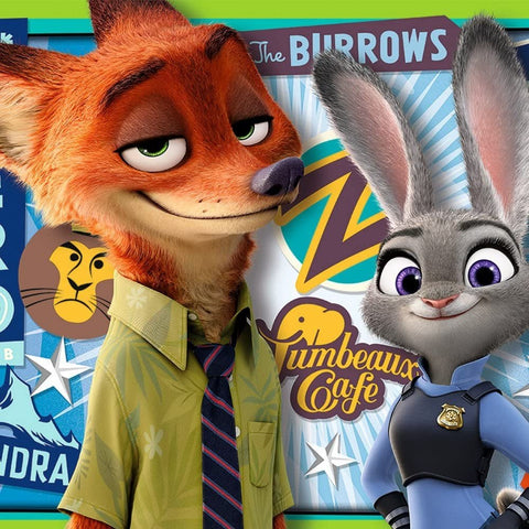 Plakatas Zootopia su Nicku ir Judy, 60×90 cm, ryškių spalvų vaikų kambario dekoracija, matinė apdaila