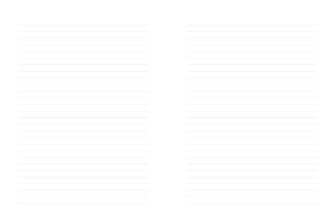 Linijuotas sąsiuvinis baltas, atverstas dvigubas lapas su smulkiomis pilkomis eilutėmis ir plačia tarpine