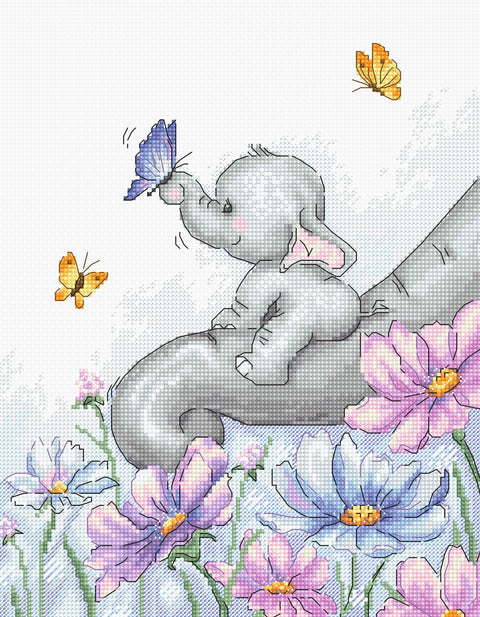 Luca - s: Elephant with Butterfly SB1183 - siuvinėjimo kryželiu rinkinys - HOBI.LT 🇱🇹