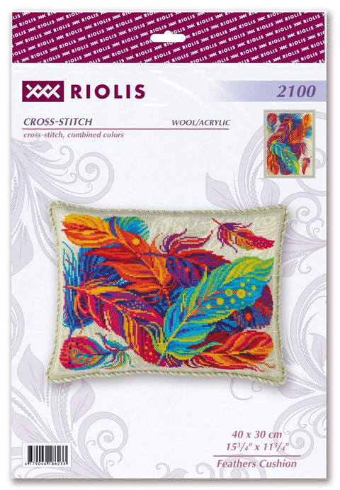 RIOLIS: Feathers Cushion. Siuvinėjimo rinkinys iš RIOLIS Nr.: 2100 - HOBI.LT 🇱🇹