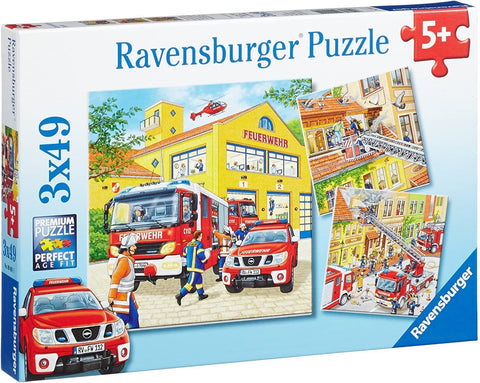 Dėlionė Ravensburger su gaisrine ir trimis skirtingomis gelbėjimo scenomis, 3×49 dalių komplektas