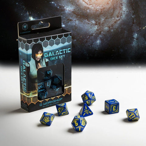 Q - Workshop: Galactic Dice RPG kauliukų rinkinys mėlynos ir geltonos sp - HOBI.LT 🇱🇹
