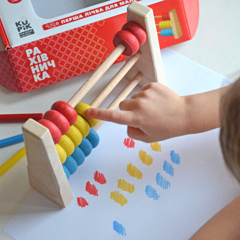 IGROTECO medinis abakas 3x5 – Montessori lavinamasis skaičiavimo žaislas vaikams