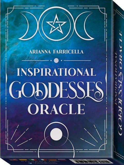 Oracle kortos Inspirational Goddesses Arianna Farricella, mėlynos spalvos dėžutės priekinis viršelis parduotuvės puslapyje