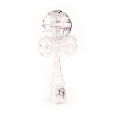 YoYoFactory Kendama LED šviečianti – balta permatoma plastikinė, 9+