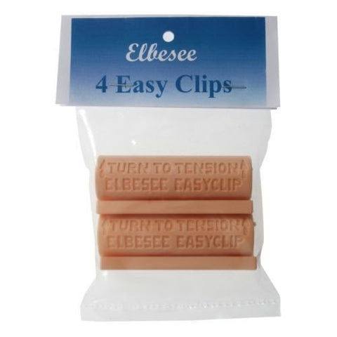 Easy Clips Elbesee smėlinės spalvos elastiniai segtukai, 4 vnt. uždaroje pakuotėje su mėlyna etikete