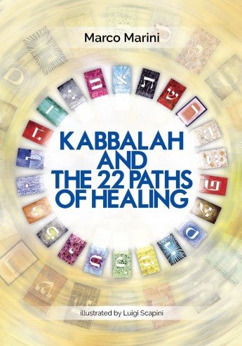 Knyga Kabbalah and the 22 Paths of Healing — Marco Marini, spalvingas viršelis su hebrajiškomis raidėmis ratu