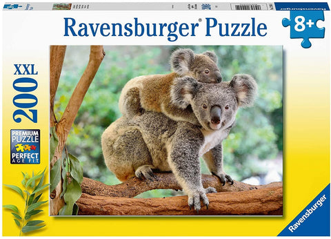 Dėlionė Ravensburger, 200 XXL dalių, su mamos ir jauniklio koala ant medžio — šeimai tinkantis paveikslas