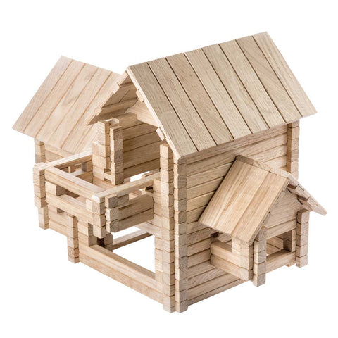 IGROTECO medinis konstruktorius Kotedžas 4‑in‑1 – 206 detalės, bukas, 6–12 m.