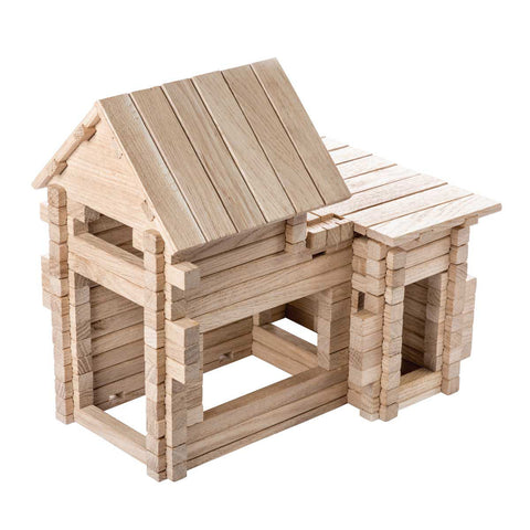 IGROTECO medinis konstruktorius Kotedžas 4‑in‑1 – 206 detalės, bukas, 6–12 m.