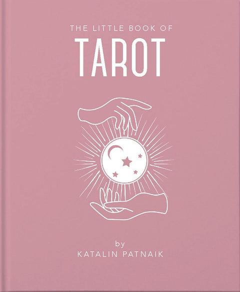 Tarot knyga, rožinis kietas viršelis su baltu rankų ir krištolinio rutulio iliustracija, aut. Katalin Patnaik