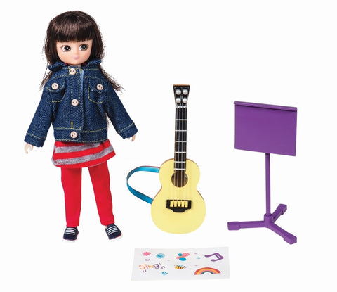 Lottie lėlė „Muzikantė“ su gitara, natomis ir stovu, 18 cm, 3+