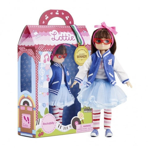 Lottie lėlė Rokenrolo asė – vintažinis šokių rinkinys su aksesuarais, 18 cm, 3+