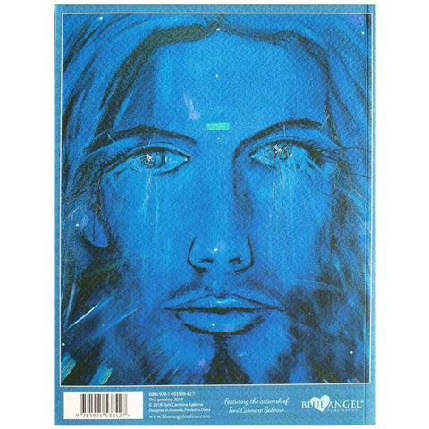 Knyga Blue Angel su dideliu mėlynu portreto viršeliu (Toni Carmine Salerno iliustracija), nugarėlėje brūkšninis kodas