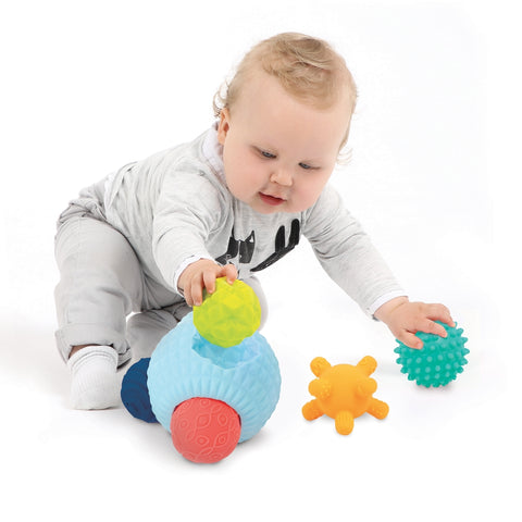 LUDI 3D sensorinė kamuoliukų dėlionė – didelis kamuolys + 5 tekstūriniai mini kamuoliukai, nuo 6 mėn.