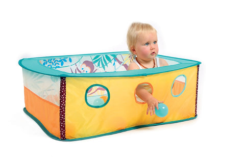 LUDI kamuoliukų baseinas „Džiunglės“ vaikams – sulankstomas pop-up, 40 kamuoliukų, 80×80×30 cm, nuo 6 mėn.