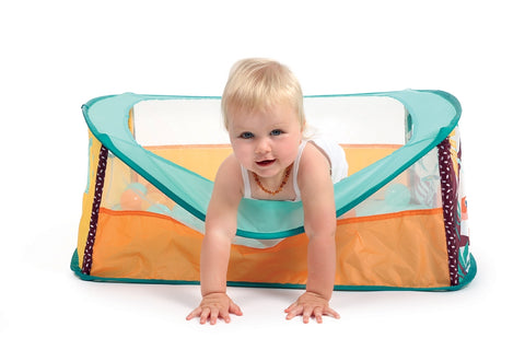LUDI kamuoliukų baseinas „Džiunglės“ vaikams – sulankstomas pop-up, 40 kamuoliukų, 80×80×30 cm, nuo 6 mėn.