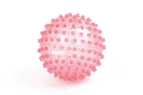 LUDI sensorinis spygliuotas kamuolys kūdikiams – mankštai ir masažui, rožinis, 20 cm