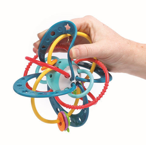 LUDI jutiminis kamuoliukas–barškutis „Planeta“ kūdikiams, 3+ mėn., 15 cm