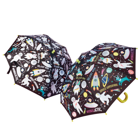 Magiškas, spalvas keičiantis vaikiškas skėtis „Kosmosas“ 60×70 cm – Floss & Rock