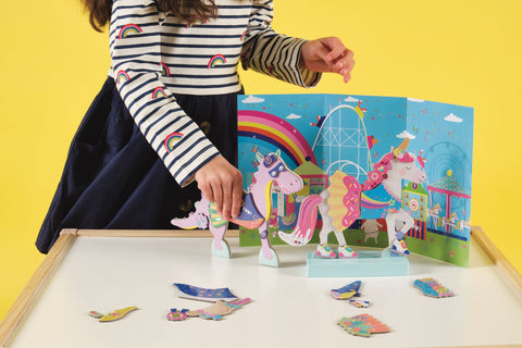 Floss & Rock magnetinis aprengimo žaidimas – vienaragė Luna ir drakonė Dora, 40 aksesuarų, 3+