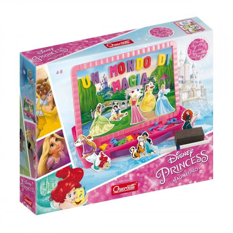 Magnetinė Disney Princess lenta Quercetti, rožinė pakuotė su 48 magnetinėmis figūrėlėmis, fonu ir stovu vaikams 4–8 metų