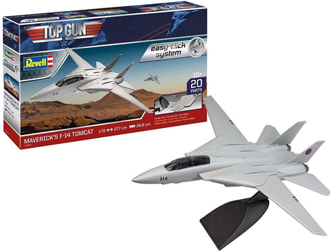 F-14 Tomcat modelis Revell 1:72 pilkas su stoveliu, lengvo surinkimo sistema, komplekte 20 detalių ir dėžutė