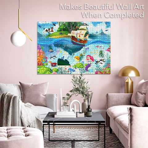 Brain Tree Games dėlionė „Undinėlės sala“ – 500 det., atsitiktinis pjaustymas, 49×36 cm, su plakatu