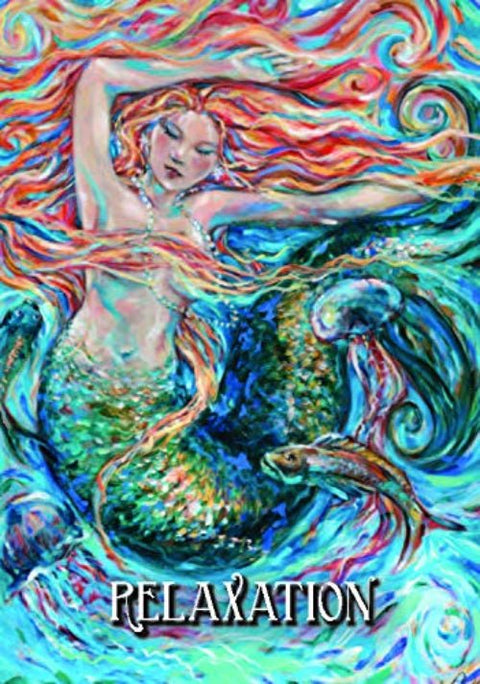Plakatas undinė „Relaxation“, ryškūs mėlyni ir žali tonai, 50×70 cm matinis popierius, dekoracija poilsio kambariui