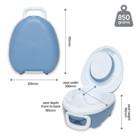 My Carry Potty kelioninis mokomasis naktipuodis vaikams – mėlyna pastelė, sandarus