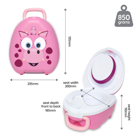 My Carry Potty mokomasis kelioninis naktipuodis vaikams – Rožinis drakonas