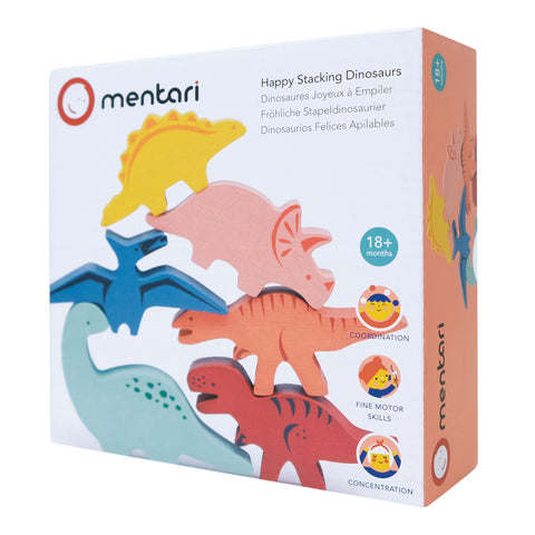 Mentari lavinamasis medinis balansavimo žaidimas „Dinozaurai“ – 6 figūrėlės, vaikams nuo 18 mėn.