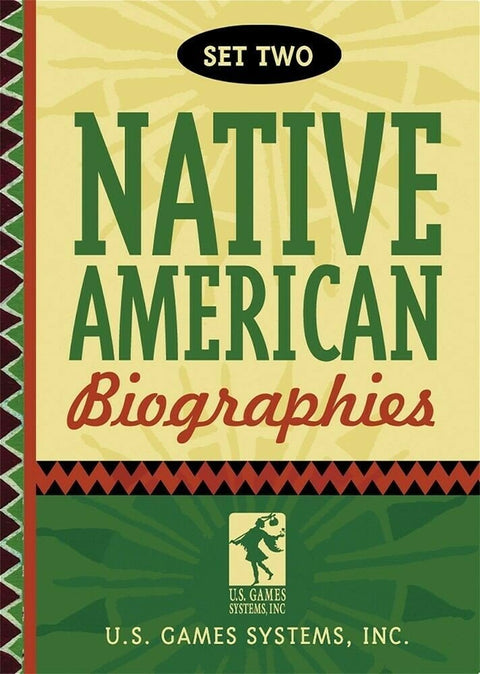 Knyga Native American Biographies (Set Two), geltonai–žalias viršelis, leidėjas U.S. Games Systems, Inc., biografijų rinkinys