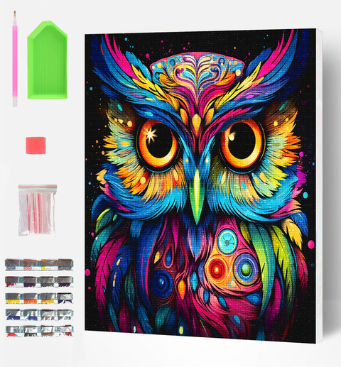 SPLAT PLANET deimantinė mozaika „Pelėda“ 30×40 cm – drobės rinkinys pakabinimui