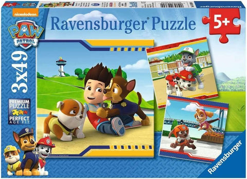 Dėlionė Ravensburger 3x49 d. su Paw Patrol personažais, ryškūs motyvai ir trijų skirtingų paveikslėlių rinkinys, 5+ vaikams