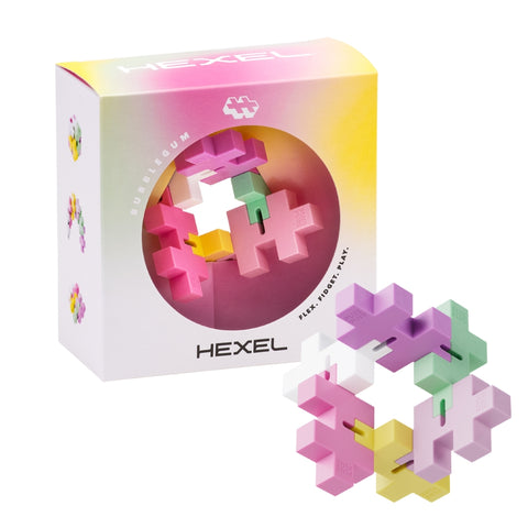 Plus-Plus HEXEL Bubblegum – antistresinis fidget konstruktorius vaikams ir suaugusiems