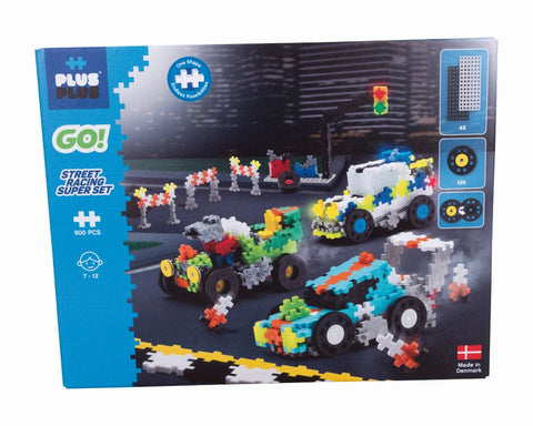 Plus-Plus konstruktorius „Gatvės lenktynės“ – 900 det., su ratais, Mini (7–12 m.)