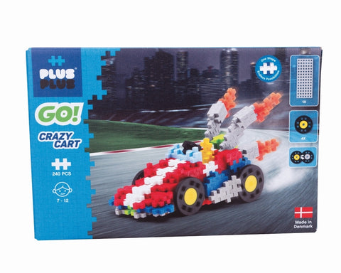 Plus-Plus Mini kartingo konstruktorius su ratais – 240 detalių rinkinys