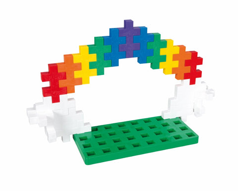 Plus-Plus konstruktoriui didelių detalių pagrindukai – 10 vnt., baltos/žalios, 16×8 cm, vaikams 1–6 m.