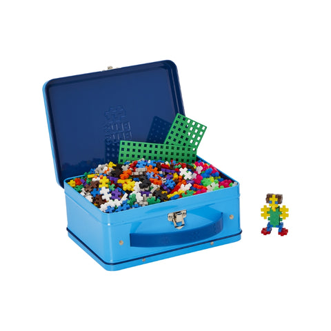 Plus-Plus Mini konstruktorius – 600 detalių, metalinis mėlynas lagaminas, 5–12 m.