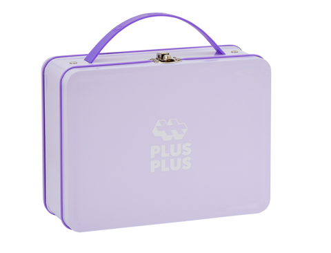 Plus-Plus Mini konstruktorius 600 det. – pastelinės ir neoninės spalvos, metalinis lagaminas, pagrindas 12×12 cm