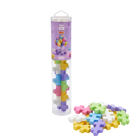 Plus-Plus dideli pasteliniai konstruktoriaus blokeliai – 15 vnt (50 mm), 1–6 m
