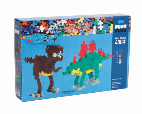 Plus-Plus Dinozaurai – mini konstruktorius, 480 det., bazinės spalvos (5–12 m.)
