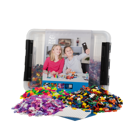 Plus-Plus Mini konstruktorius – 2400 detalių rinkinys 3D kūrybai su pagrindukais