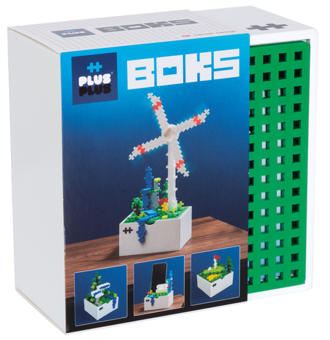 Plus-Plus Mini konstruktorius „Vėjo malūnas“ – 220 det., medinė dėžutė, 5–12 m.