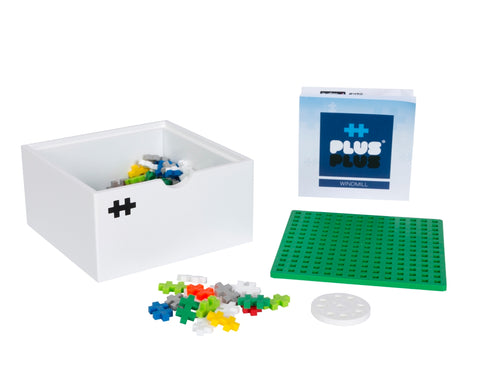 Plus-Plus Mini konstruktorius „Vėjo malūnas“ – 220 det., medinė dėžutė, 5–12 m.