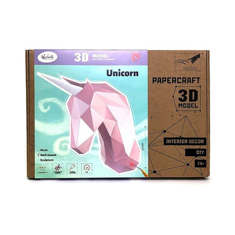 Papercraft vienaragis pakuotėje — rožinės 3D sieninė dekoracija DIY rinkinys, priekinė pakuotės dalis