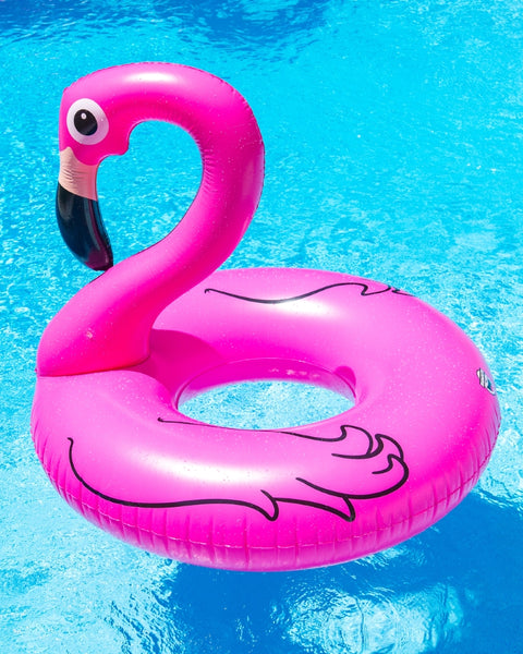 Pripučiamas flamingo formos plaukimo ratas MAX 122 cm – BigMouth, su remonto lopu