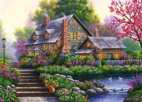 Ravensburger: Puzzle 1000 Romantic Cottage - RAVENSBURGER dėlionė - HOBI.LT 🇱🇹